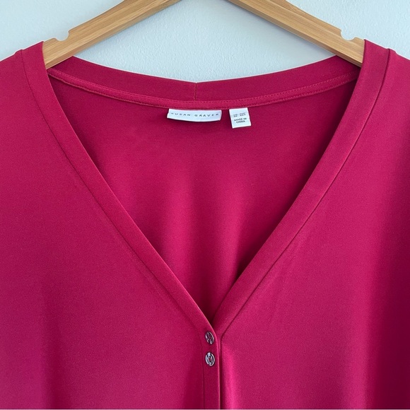 Susan Graver Women's Button Up Tunic Top Burgundy Size 3XP - Picture 5 of 9